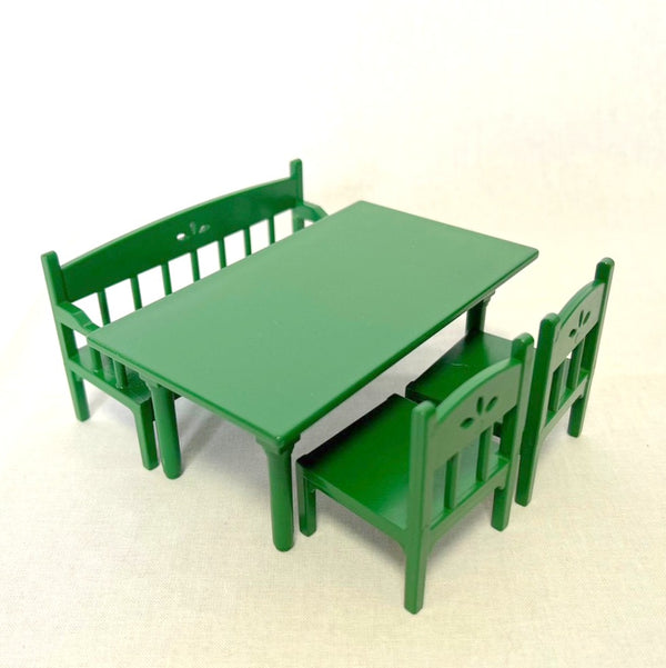 [Used] GREEN DINING TABLE SET KA-98 Epoch Japan Sylvanian Families