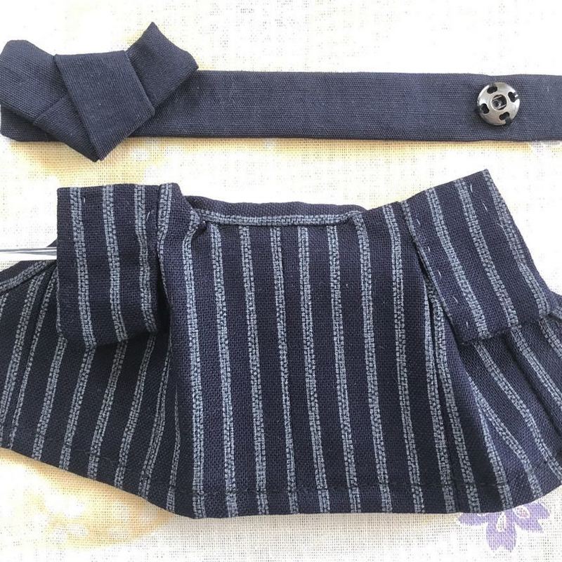 HANDMADE KIMONO FOR FATHER NAVY BLUE STRIPED PATTERN Japan handmade