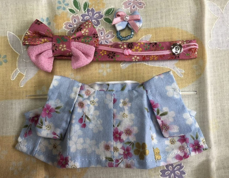 HANDMADE KIMONO FOR MOTHER BLUE FLORAL Japan handmade