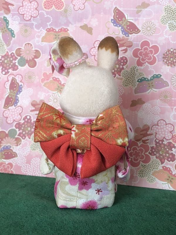HANDMADE KIMONO FOR MOTHER WHITE / PINK FLORAL Japan handmade