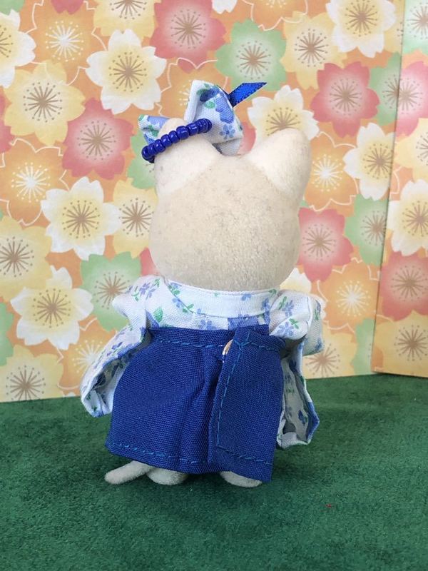 HANDMADE KIMONO HAKAMA FOR GIRL WHITE / BLUE Japan handmade