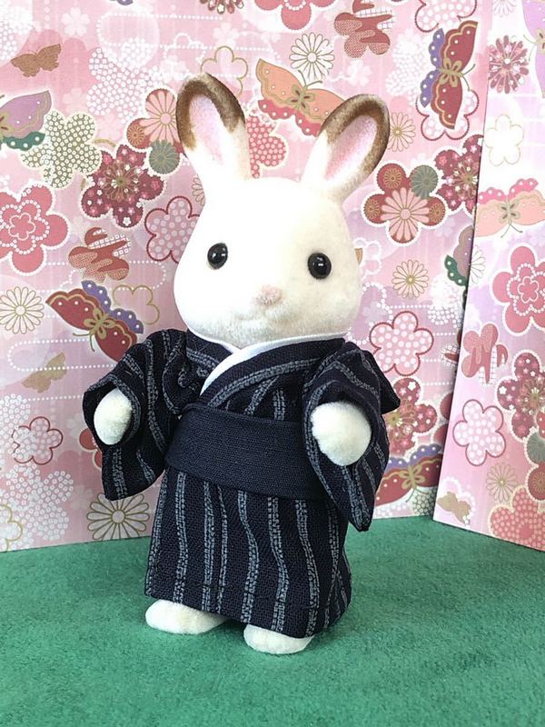 HANDMADE KIMONO FOR FATHER NAVY BLUE STRIPED PATTERN Japan handmade