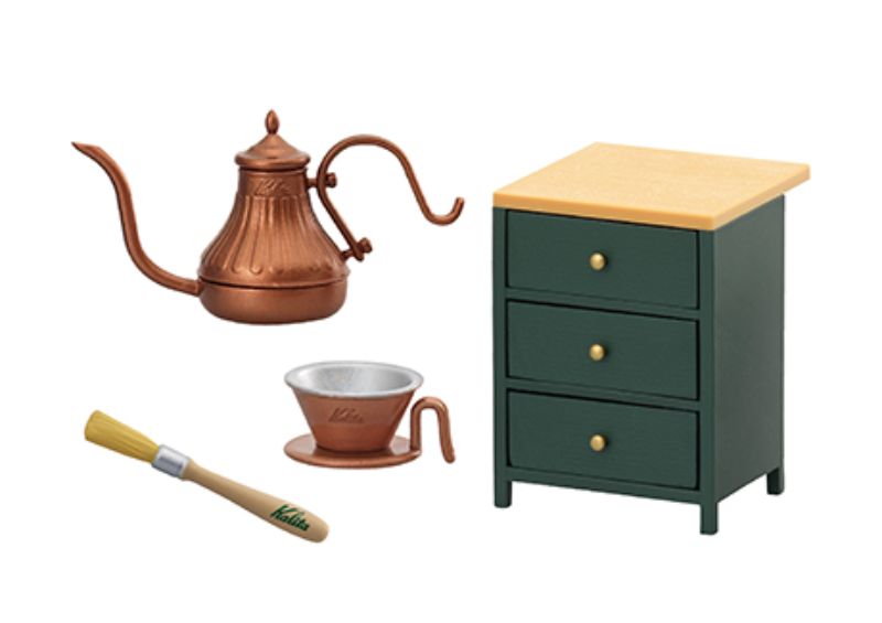 Coffret complet Coffee Life With Kalita pour maison de poupée miniature Re-ment