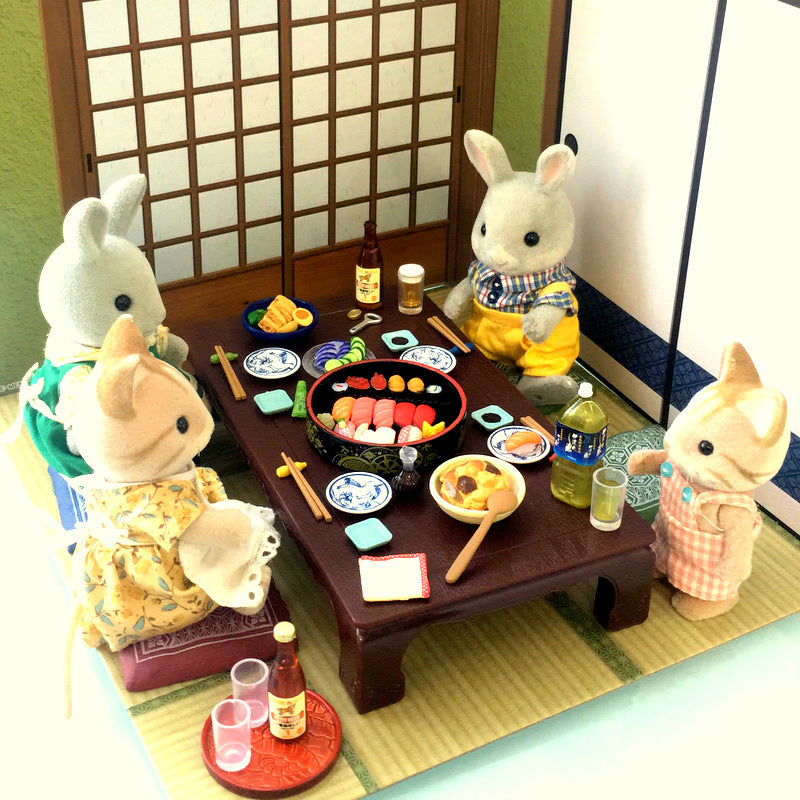 Reducción suntuosa Cena de sushi Set para Dollhouse Japan Alimento en miniatura