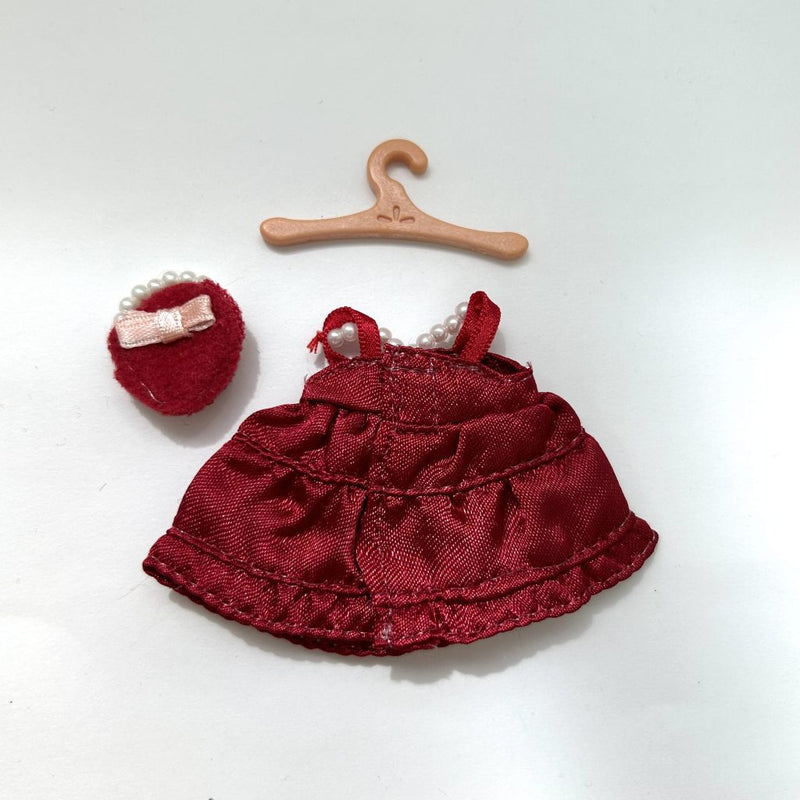 [Used] GIRL'S RED DRESS BAG SET Epoch Japan Sylvanian Families