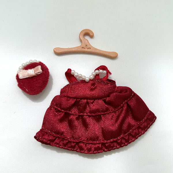 [Used] GIRL'S RED DRESS BAG SET Epoch Japan Sylvanian Families