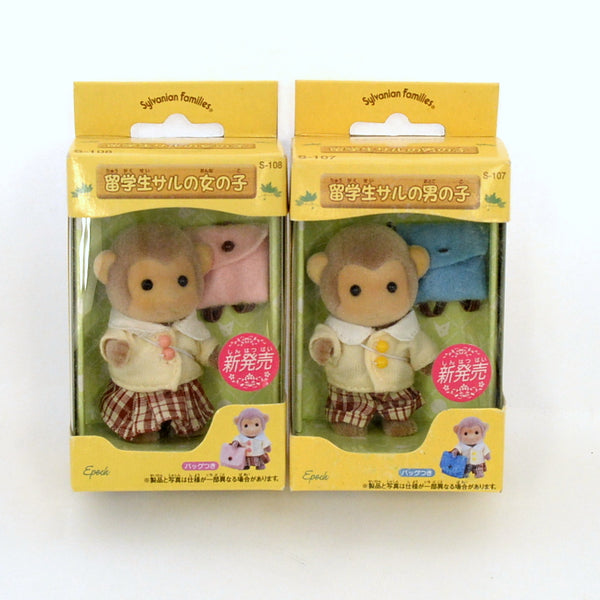 [Used] INTERNATIONAL STUDENT MONKEY GIRL & BOY S107 S-108 Japan Sylvanian  Families