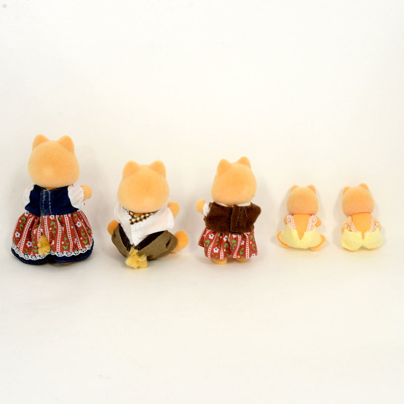[Used] CARAMEL DOG FAMILY FATHER MOTHER GIRL BABY Epoch Japan Sylvanian Families