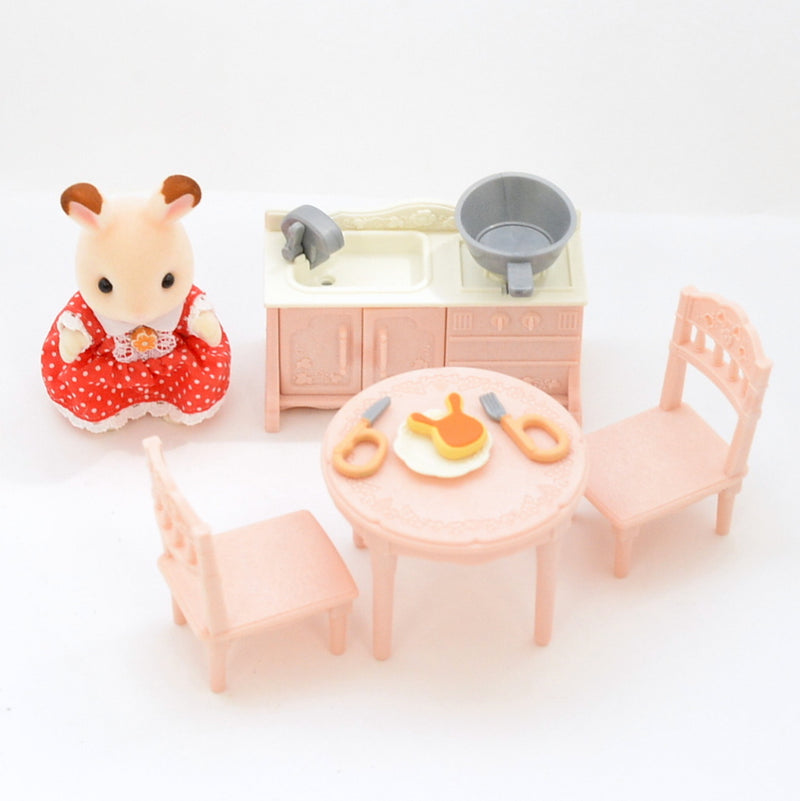 [Used] CHOCOLATE RABBIT GIRL AND DINING SET Epoch Sylvanian Families