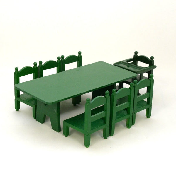 [Used] GREEN DINING TABLE & BABY CHAIR SET Epoch Sylvanian Families