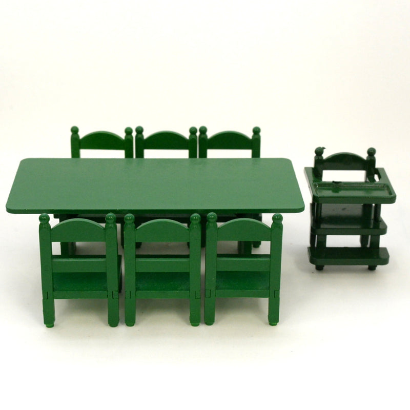 [Used] GREEN DINING TABLE & BABY CHAIR SET Epoch Sylvanian Families