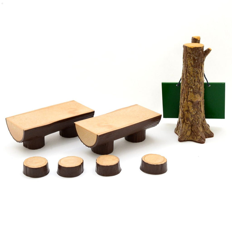 [Used] WOODEN LOG TABLE CHAIR SIGNBOARD SET Japan Sylvanian Families