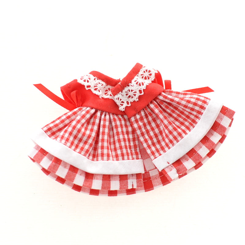 HANDMADE DRESS FOR MOTHER RED GINGHAM LAYERING Calico Critters Sylvanian Families