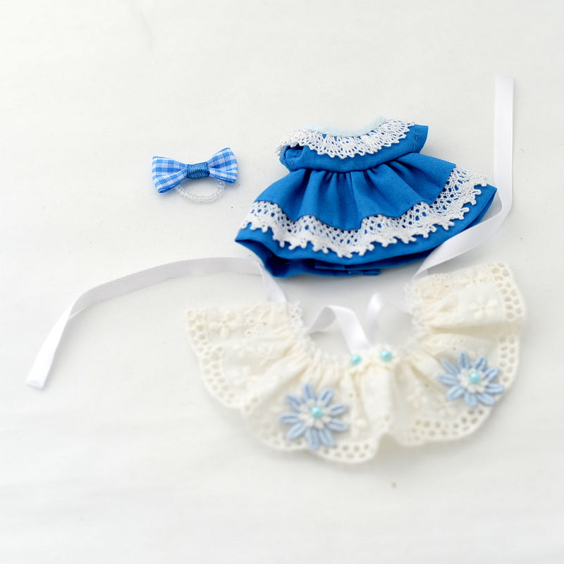 HANDMADE DRESS FOR MOTHER LIGHT BLUE W/ APRON Calico Critters Sylvanian Families