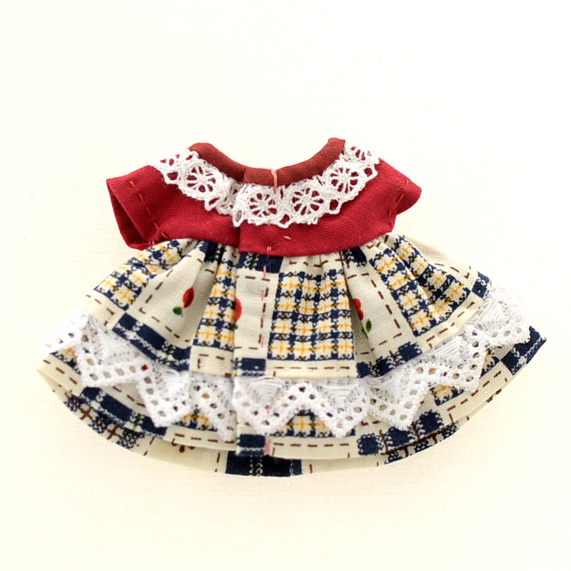 HANDMADE DRESS FOR MOTHER MAROON BLUE FRUITS Calico Critters Sylvanian Families