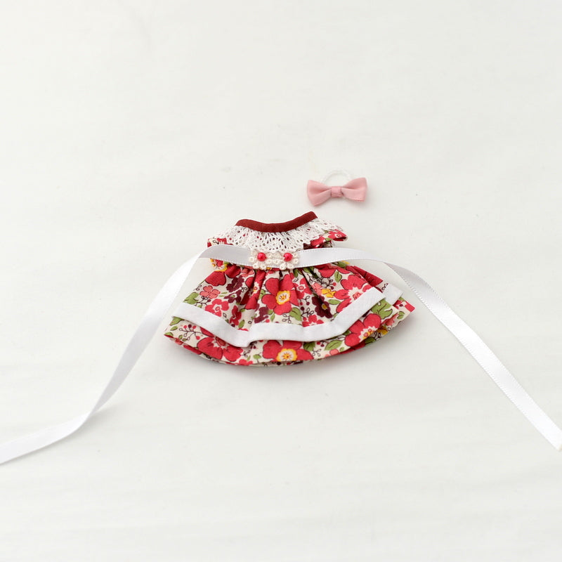 HANDMADE DRESS FOR MOTHER RED FLOWERS Calico Critters Sylvanian Families