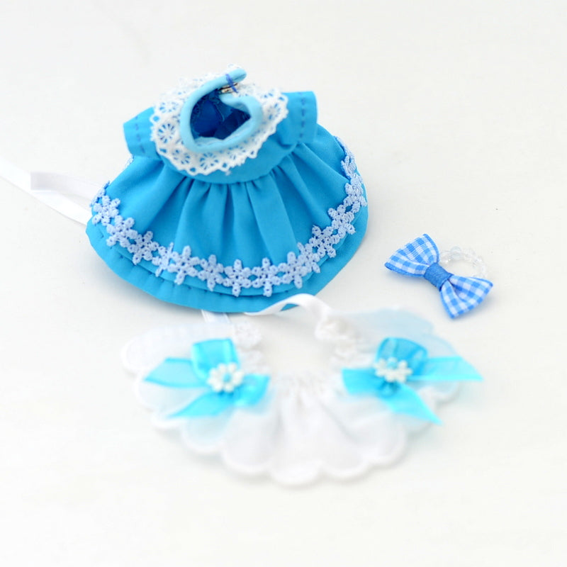 HANDMADE DRESS FOR MOTHER LIGHT BLUE W/RIBBON Calico Critters Sylvanian Families