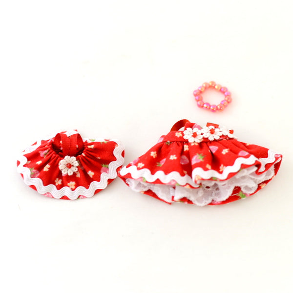 HANDMADE DRESS FOR GIRL & BABY RED MATCHING Calico Critters Sylvanian Families
