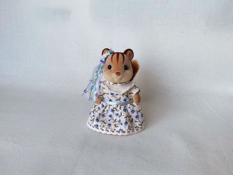 HANDMADE DRESS FOR GIRL BLUE FLORAL PATTERN Calico Critters Sylvanian Families