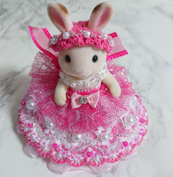 HANDMADE PINK DRESS HAT FOR MOTHER Epoch Calico Critters Sylvanian Families