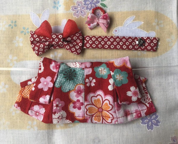 HANDMADE KIMONO MOTHER RED PLUM FLORAL Calico Critters Sylvanian Families