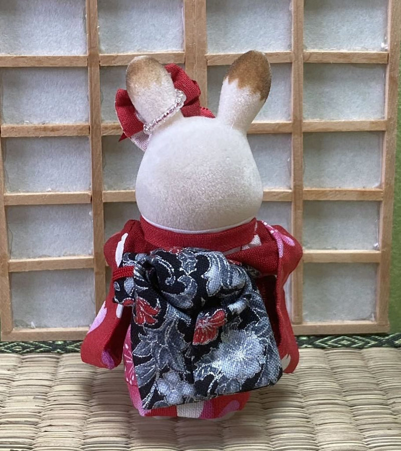 [Used] HANDMADE KIMONO FOR MOTHER SAKURA RED handmade