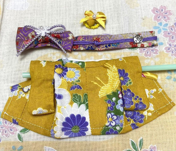 [Used] HANDMADE KIMONO FOR MOTHER YELLOW/PURPLE handmade
